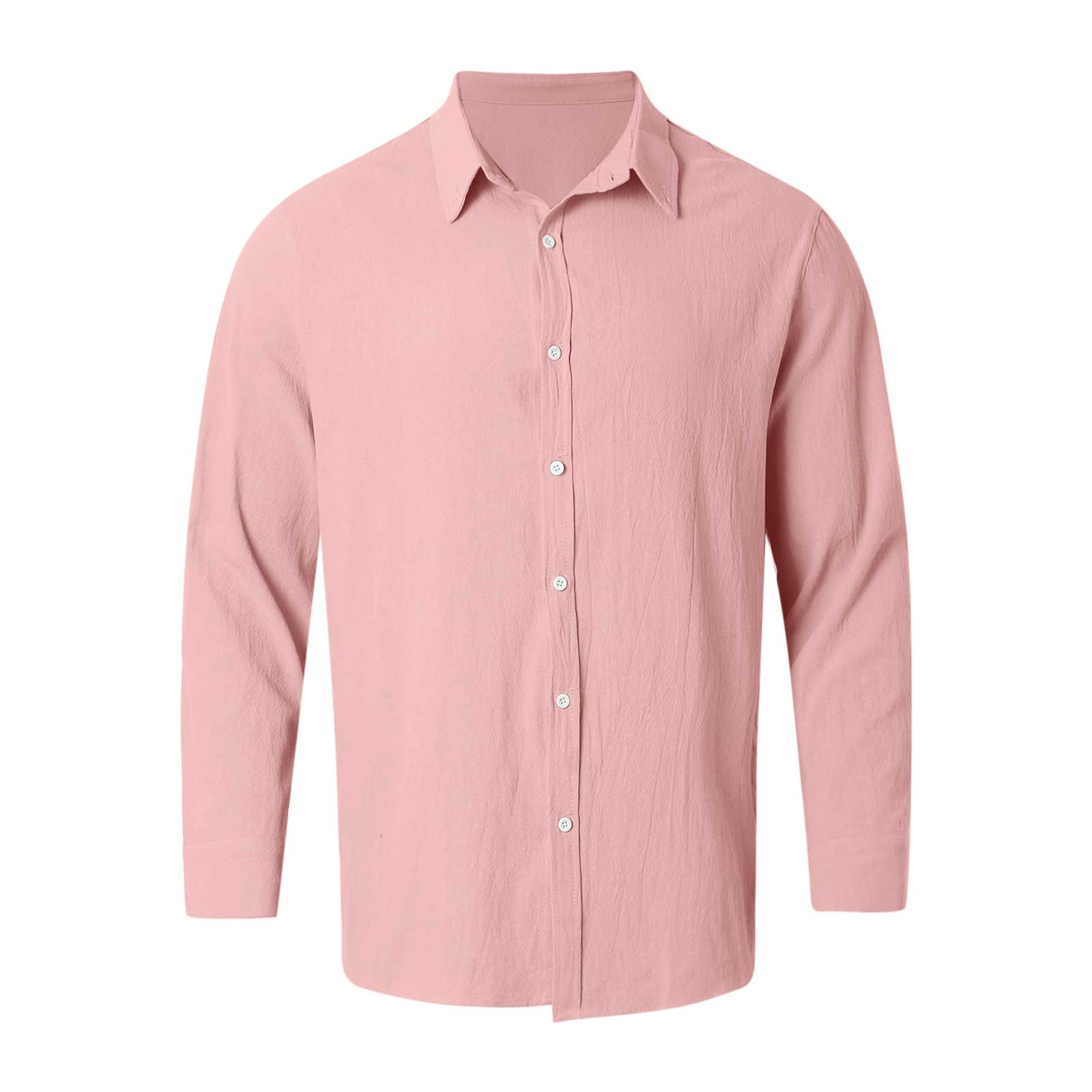 thumbnail image 4 of Camisa lavada de manga larga con botones para hombre: color liso, poliéster, cómoda y holgada para todas las ocasiones, 4 of 6